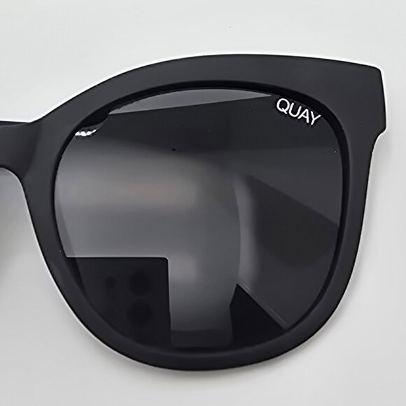Quay Australia It’s My Way Black Rubber Frame Smoke Grey Lens Cat Eye Sunglasses - Picture 15 of 16